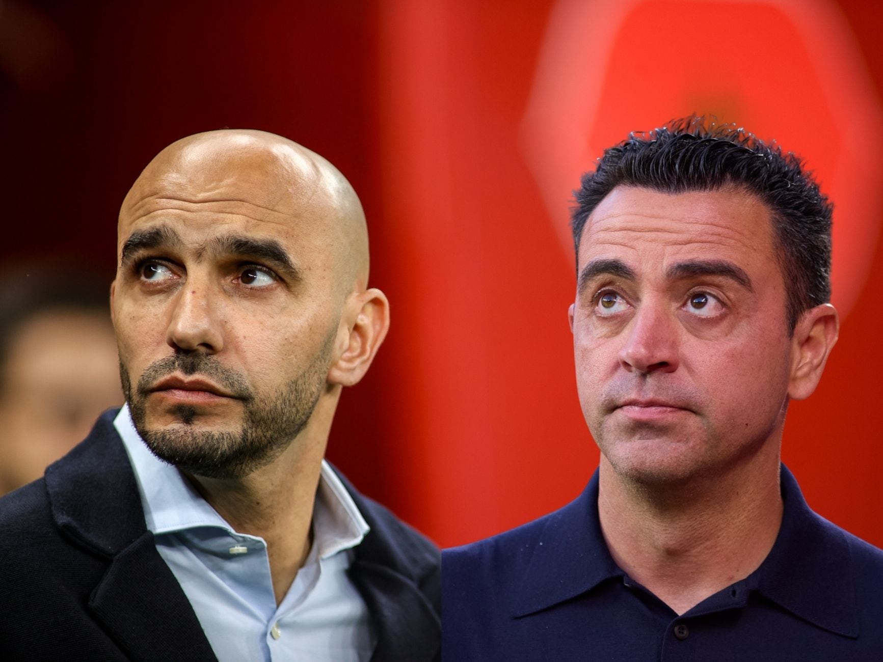 Walid Regragui y Xavi Hernández