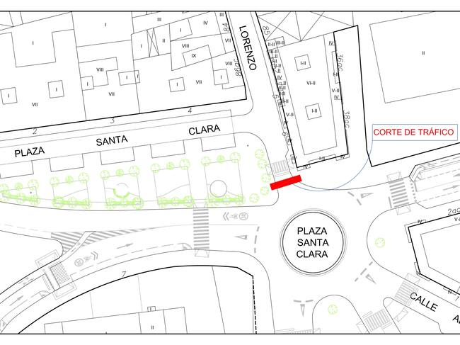 Mapa de la zona cortada este viernes