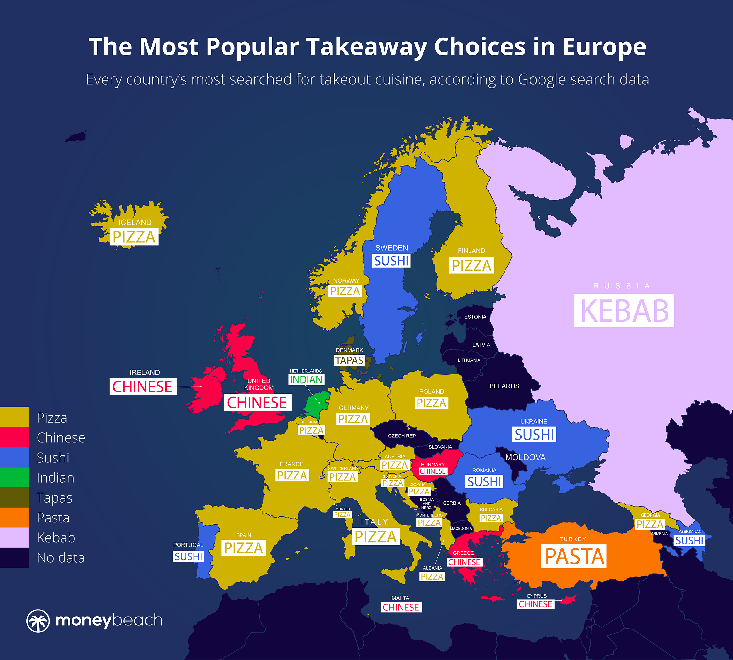 El mapa europeo de la comida a domicilio.