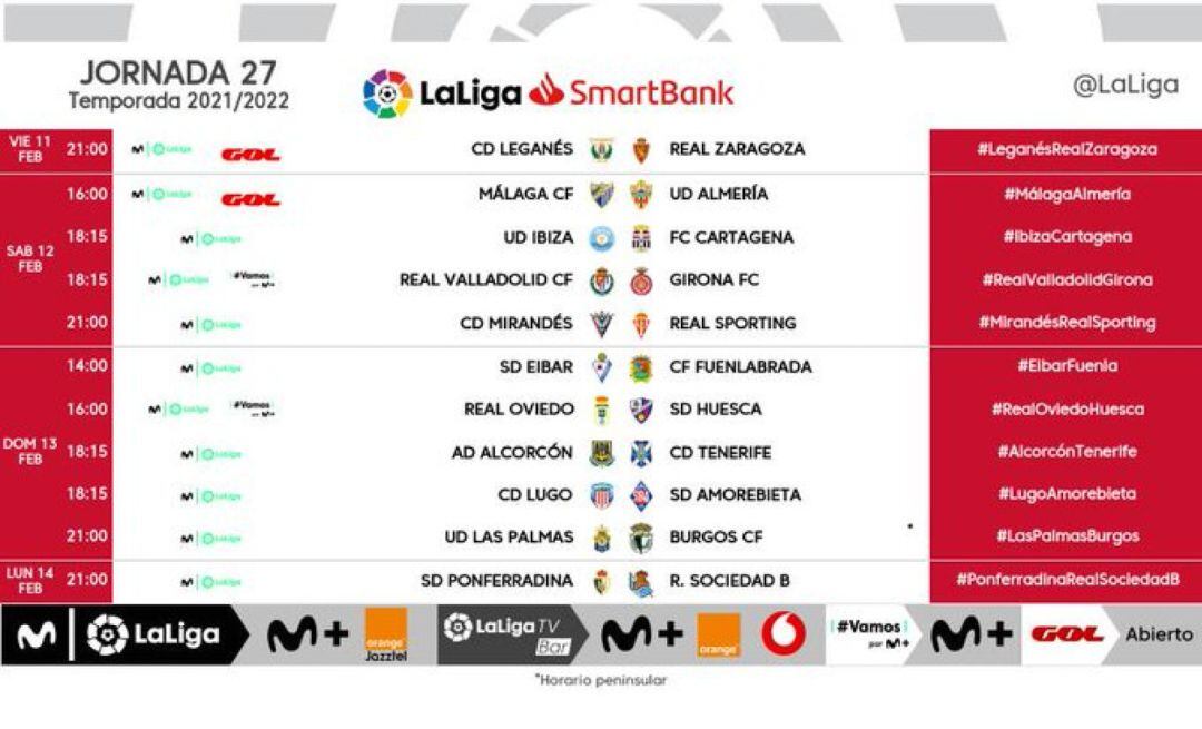 El partido entre el Málaga y el Almería se disputará el sábado 12 de febrero