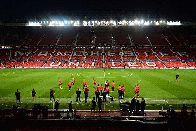 Vista de Old Trafford durante un entrenamiento del United