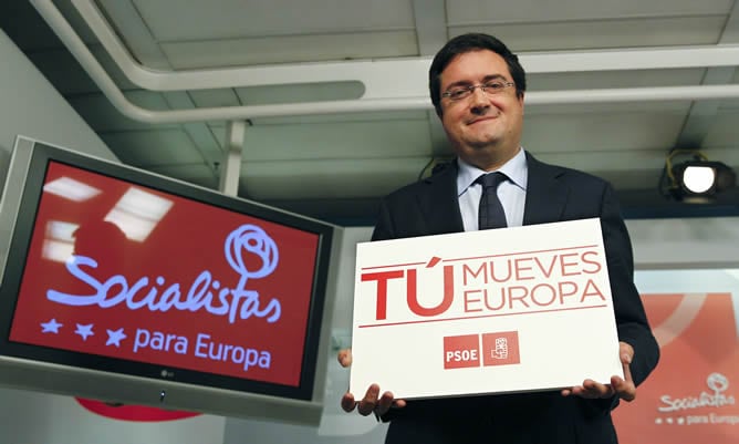 El secretario de Organización del PSOE, Óscar López, durante la presentación de la campaña de los socialistas a las elecciones europeas