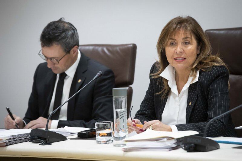 Conxita Marsol i David Astrié en una sessió de comú de l'anterior mandat a Andorra la Vella.