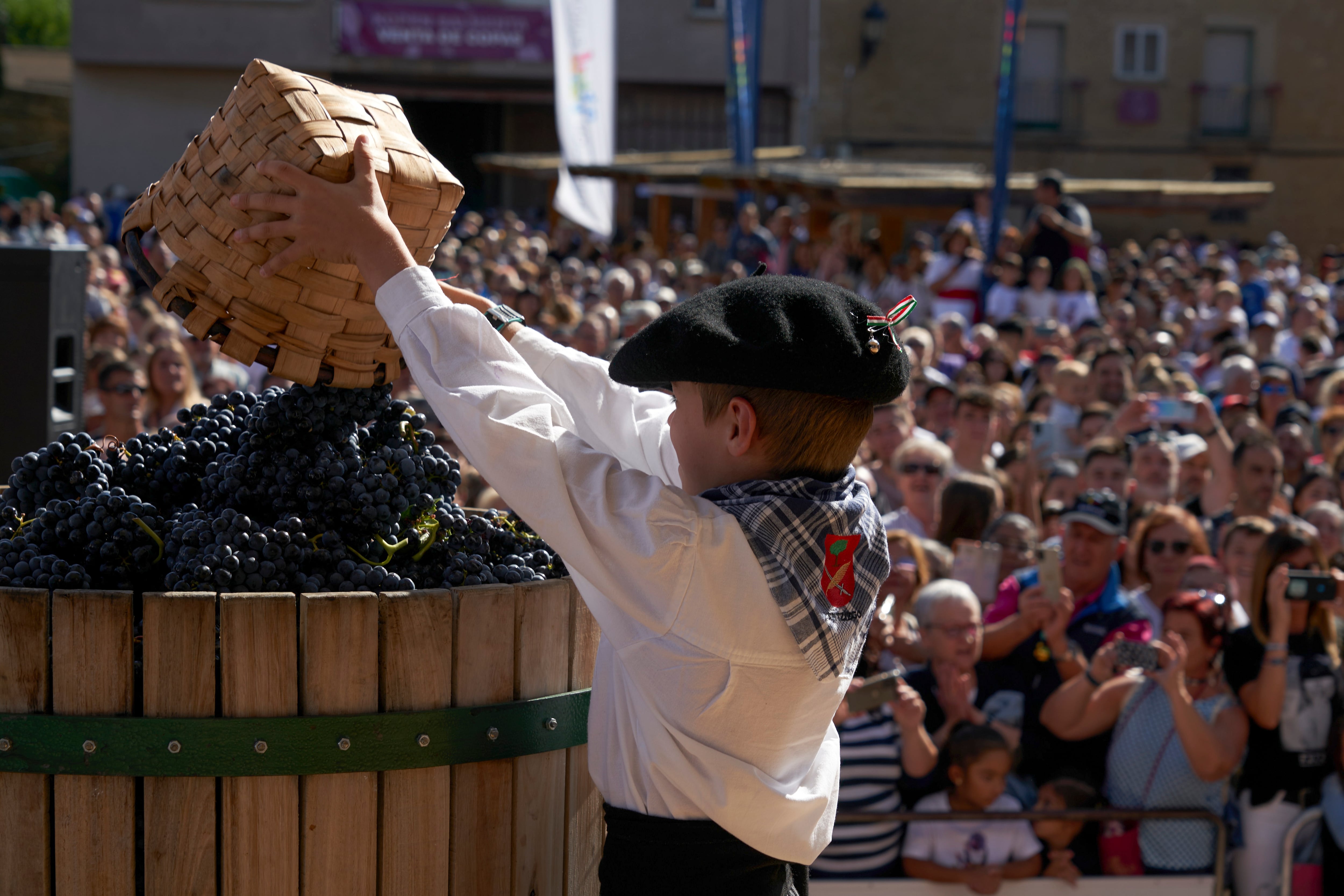 Fiesta de la vendimia de la Rioja Alavesa en Lanciego. EFE/L. Rico