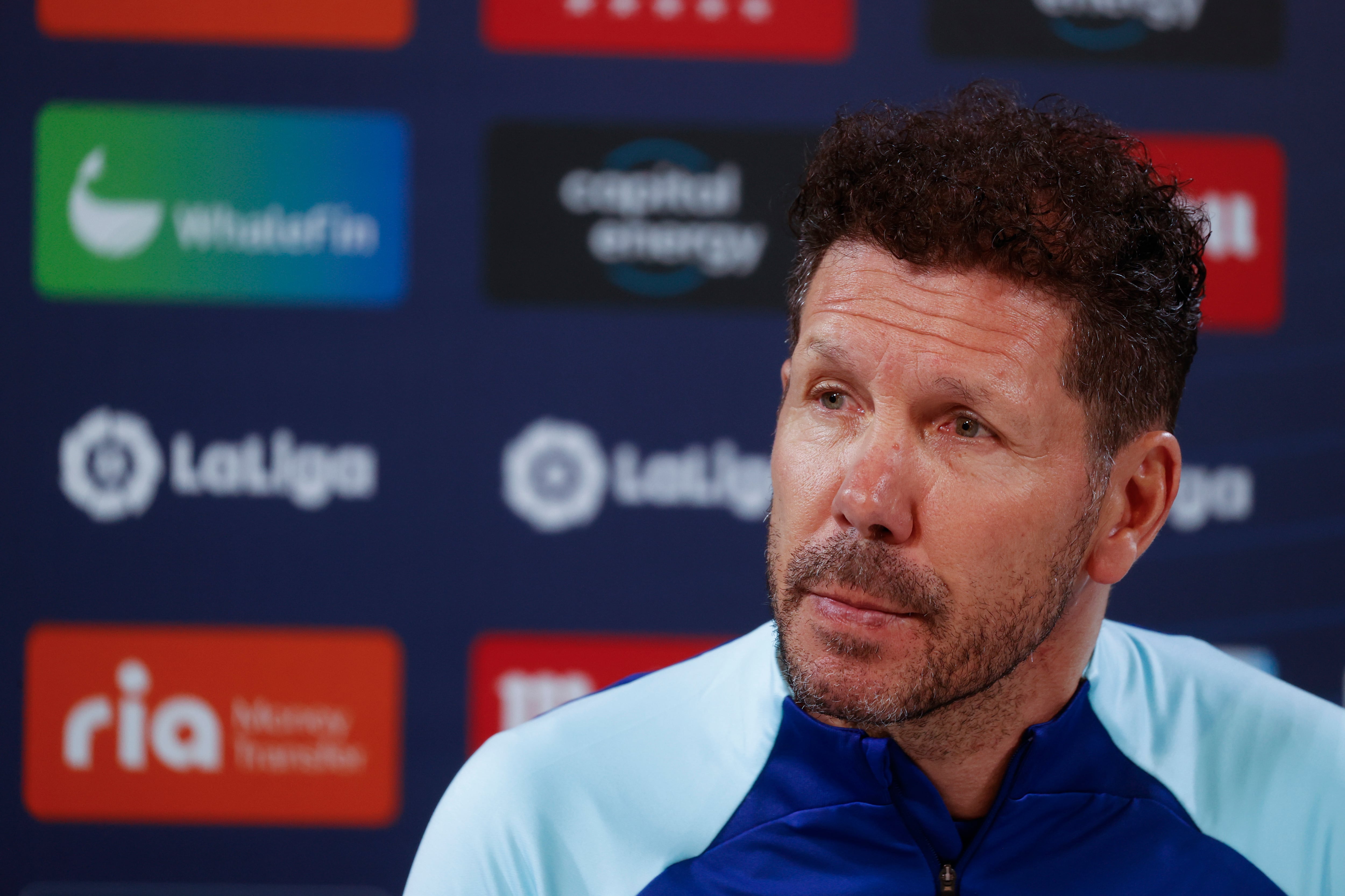 El entrenador del Atlético de Madrid, Diego Simeone durante la rueda de prensa previa al partido contra el Sevilla EFE/ Javier Lizón