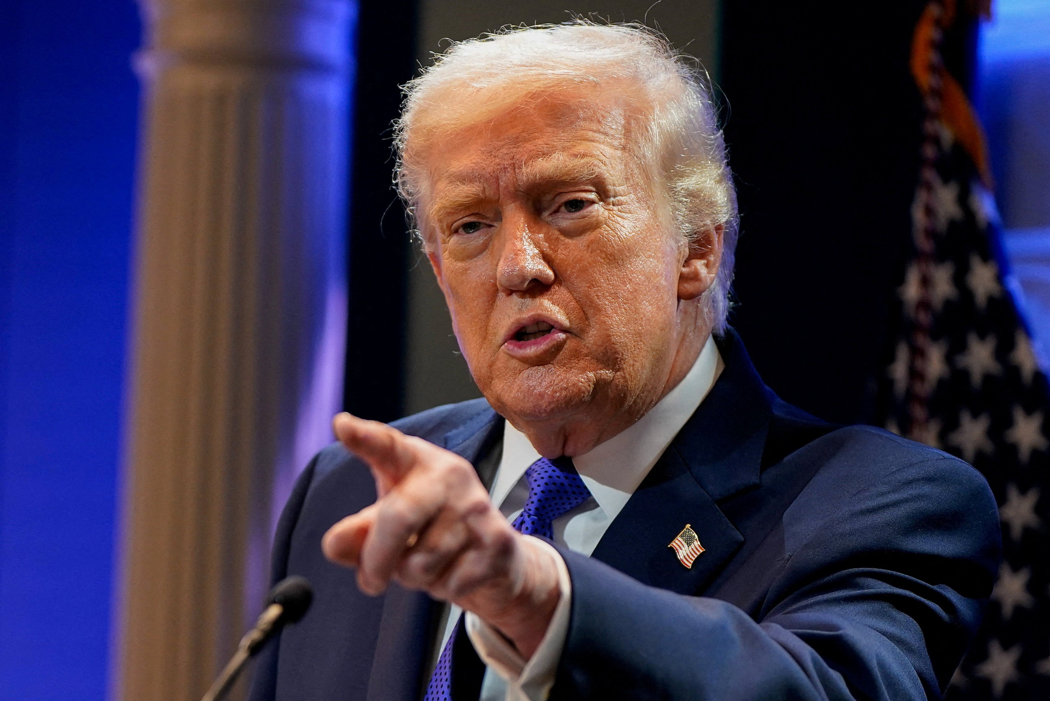 El presidente de Estados Unidos, Donald Trump, durante la rueda de prensa ofrecida este viernes tras el fallo del Supremo contra sus aranceles.