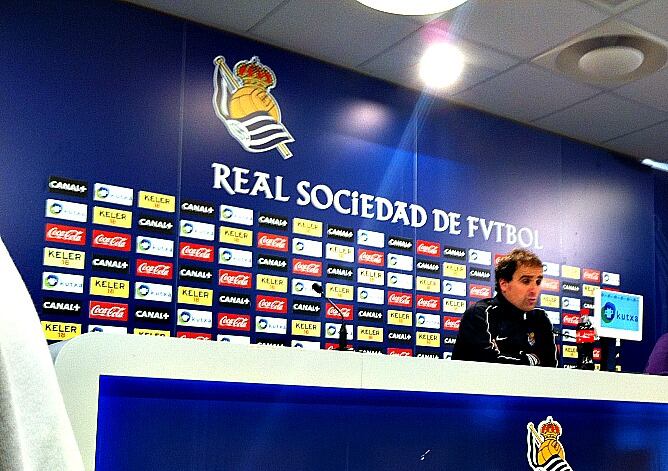 Jagoba Arrasate en la sala de prensa de Zubieta.