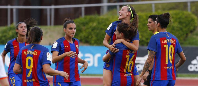 Vicky Losada celebra su gol ante el Valencia