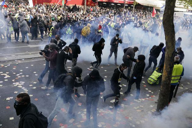 Imagen de las protestas de este 1 de mayo en París.