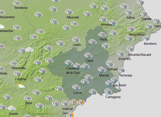 El avisto amarillo por lluvias se prolonga hasta el jueves a las 6 de la mañana