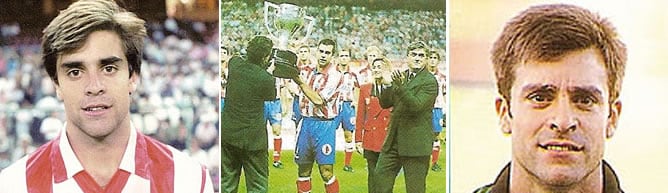 En la imagen de la izquierda, un Solozábal muy joven en sus primeros años como rojiblanco; en el medio, levantando el título de Liga de 1996; a la derecha, una foto más actual del defensa madrileño.