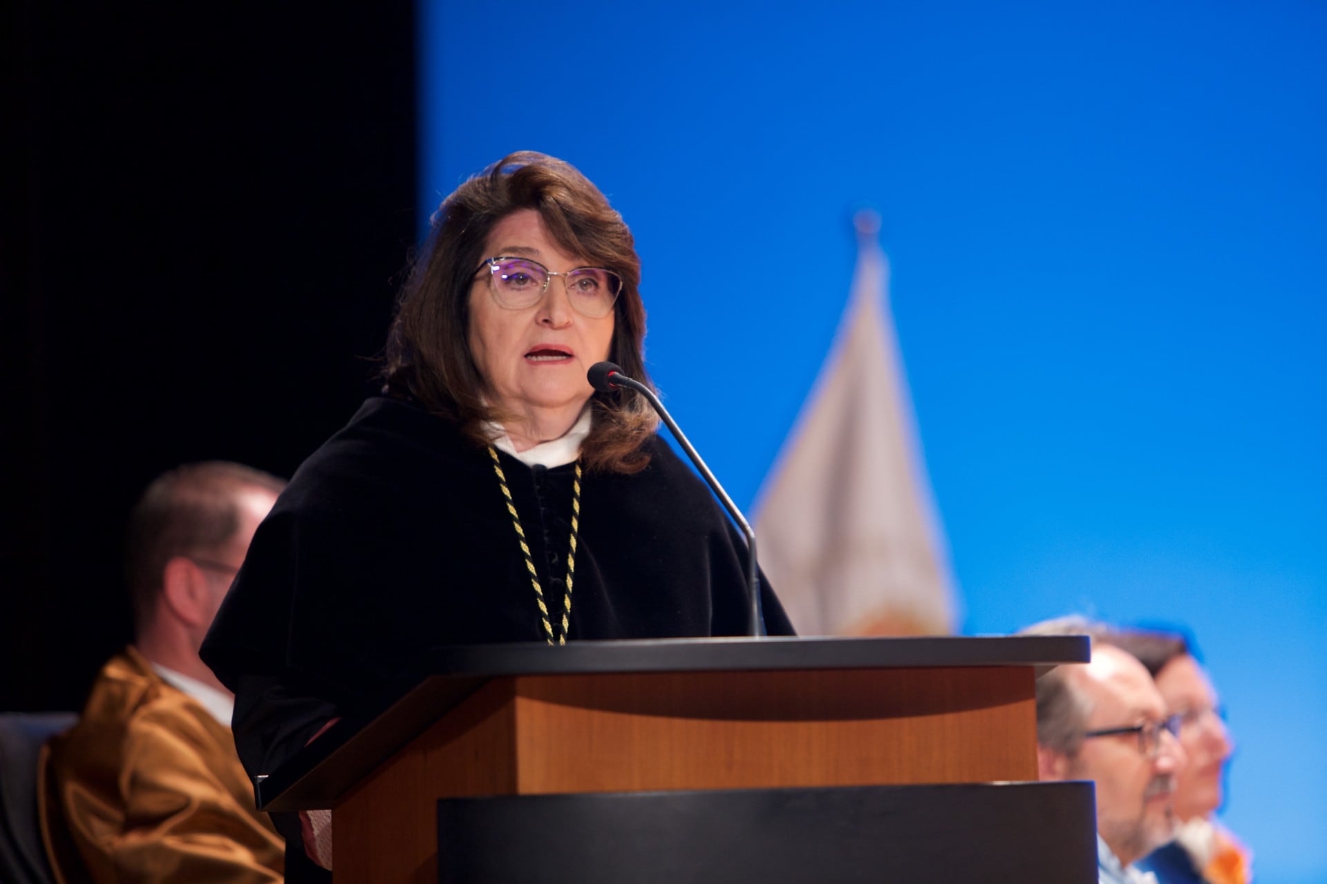 La rectora de la UA, Amparo Navarro, durante el discurso de clausura del curso académico 2023-24