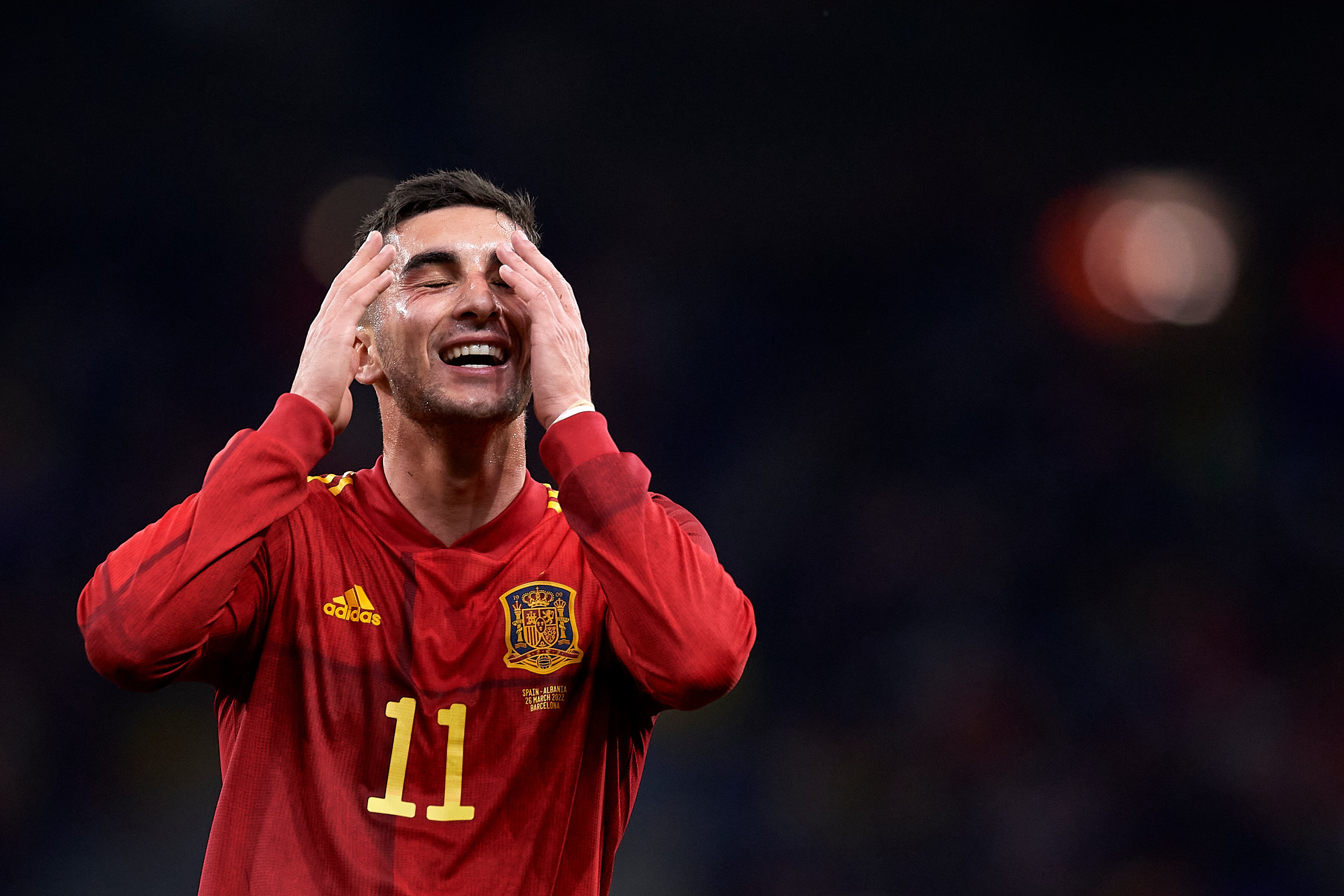 Ferran Torres, en una acción en el amistoso entre España y Albania / (Photo by Jose Breton/Pics Action/NurPhoto via Getty Images)