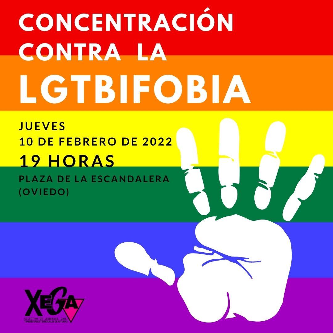 Cartel anunciador de la concentración contra la LGTBIfobia en Oviedo