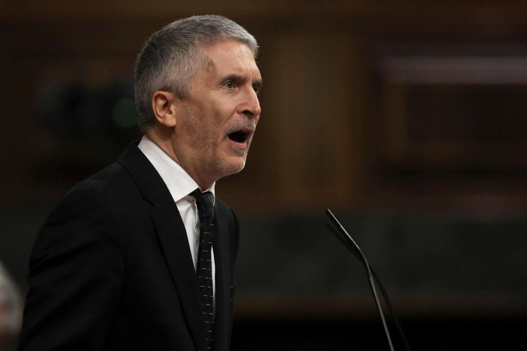 El ministro del Interior, Fernando Grande-Marlaska, durante el pleno del Congreso