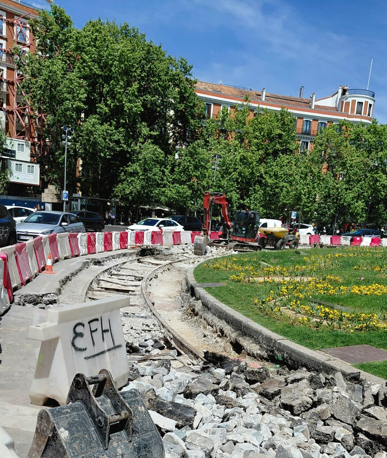 Restos del tranvía localizados durante las obras de reforma del entorno de la Puerta de Alcalá