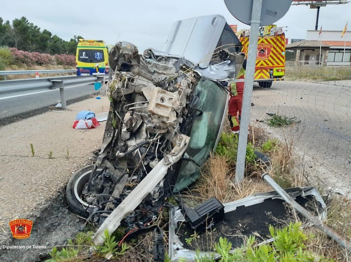 Estado en el que ha quedado el vehículo accidentado en la A-42