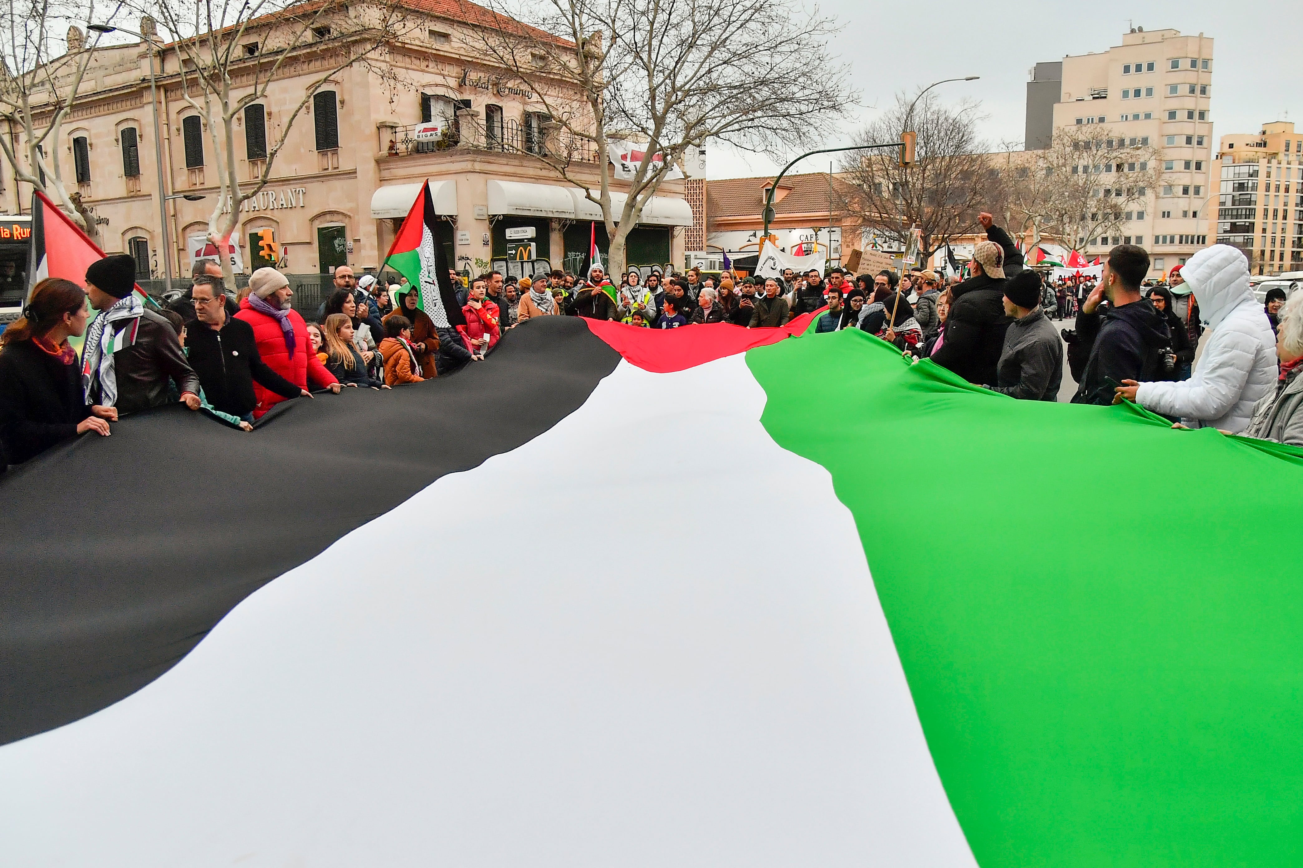 Imagen de la concentración en apoyo a Palestina convocada por Mallorca per Palestina, celebrada este domingo