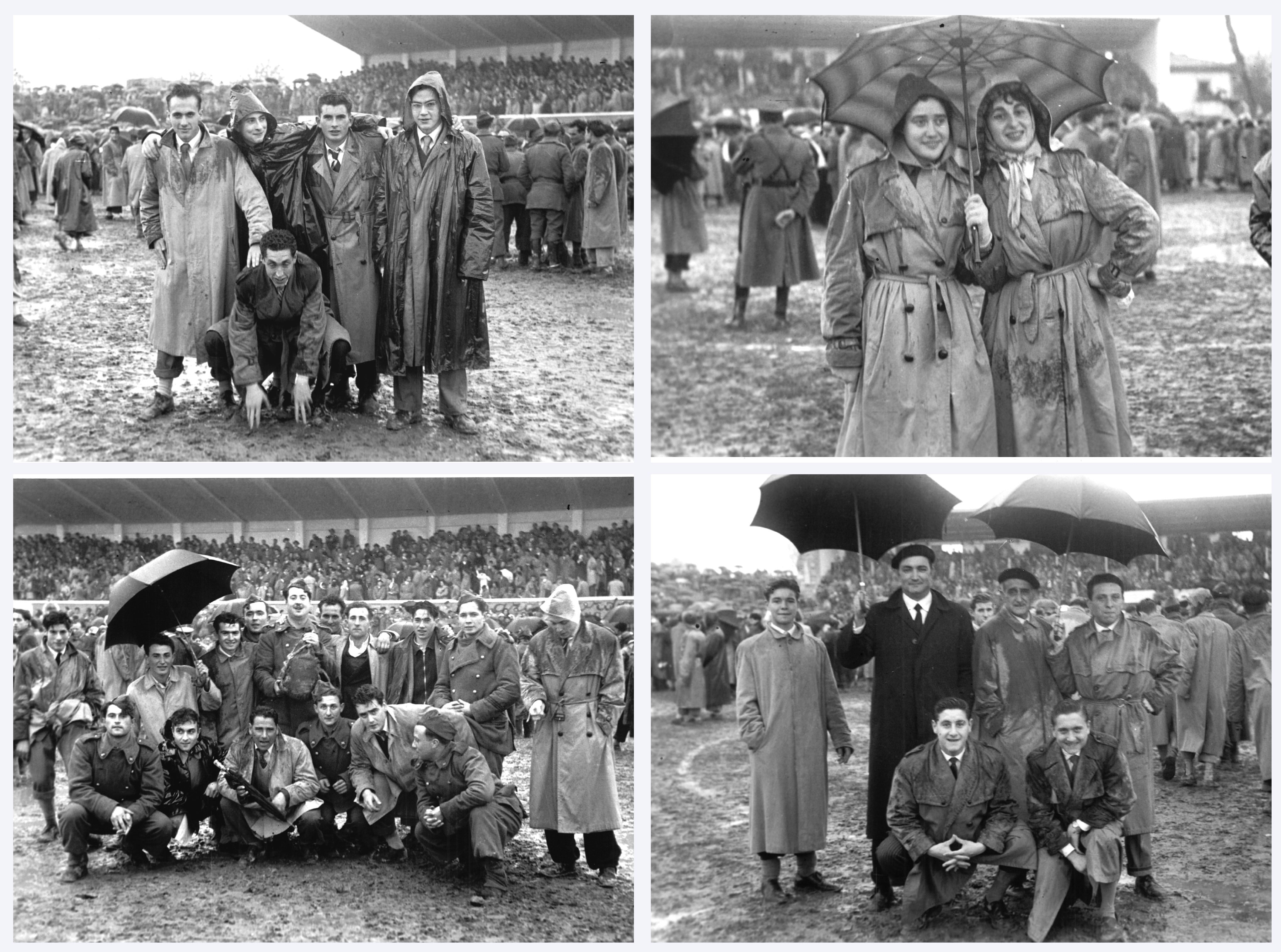 Los aficionados fotografiados tras la suspensión / Archivo de Álava / A. S. Koch