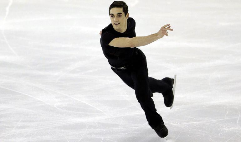 El español Javier Fernández, durante su participación en el programa corto masculino de la final del Gran Prix de patinaje artístico.