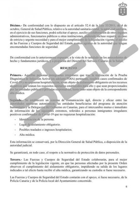 El documento al que accede la Cadena SER.