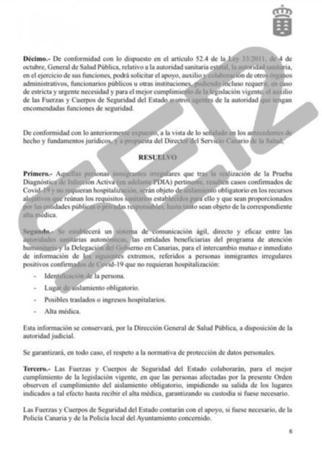 El documento al que accede la Cadena SER.