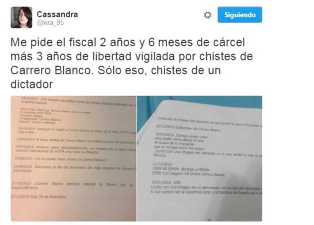 Así contaba su caso en Twitter Cassandra.