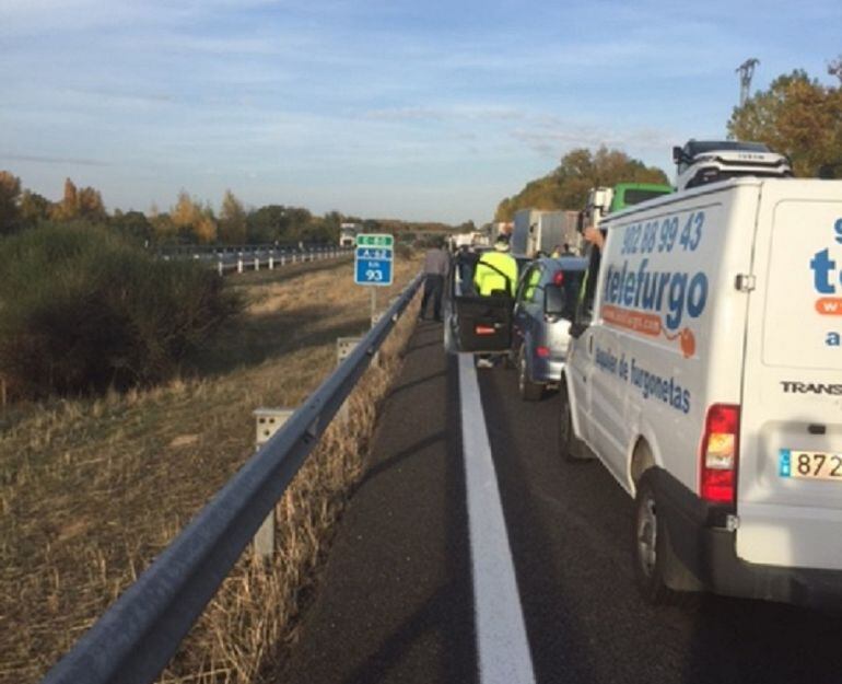 Vista de la A 62 a la altura del corte por accidente