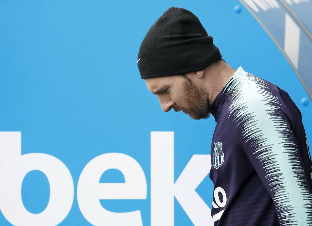 Messi, durante un entrenamiento. 