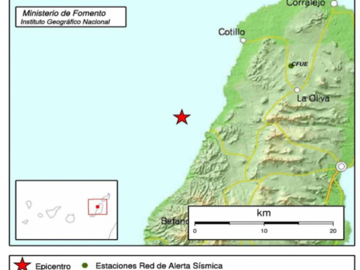Movimiento, sísmico, al norte de Fuerteventura