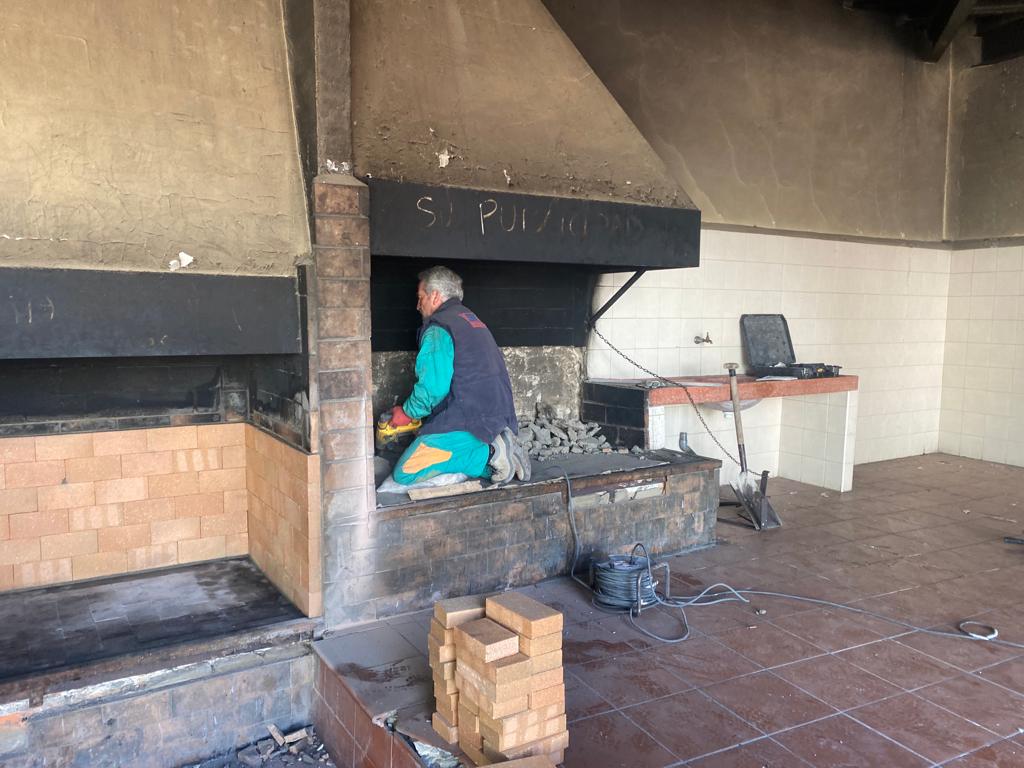 Trabajos en la zona de cocinas del Santuario