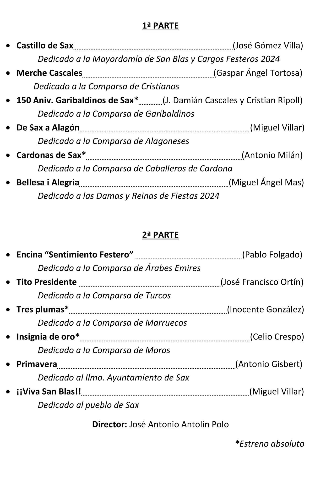 Programa del concierto