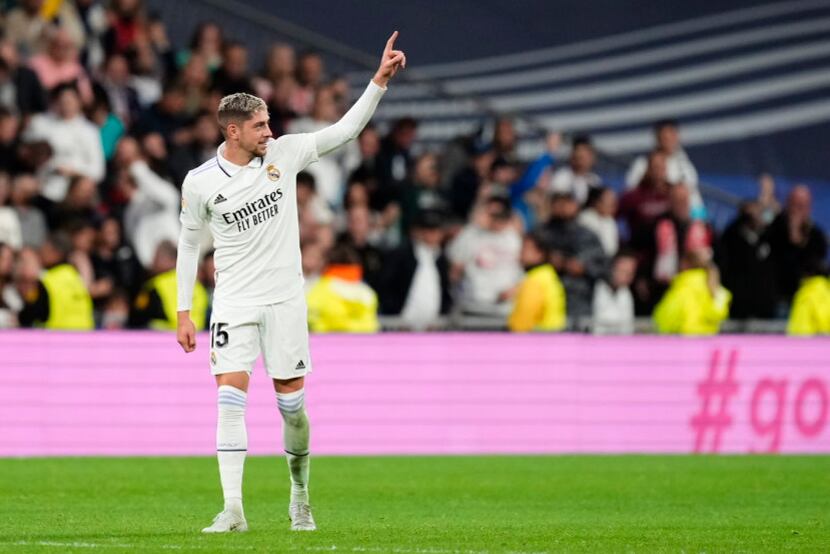 Fede Valverde celebra su tanto ante el Sevilla.