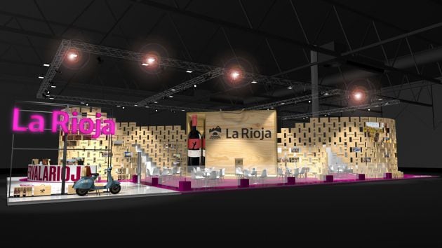 Simulacro del stand de La Rioja en Fitur 2022.