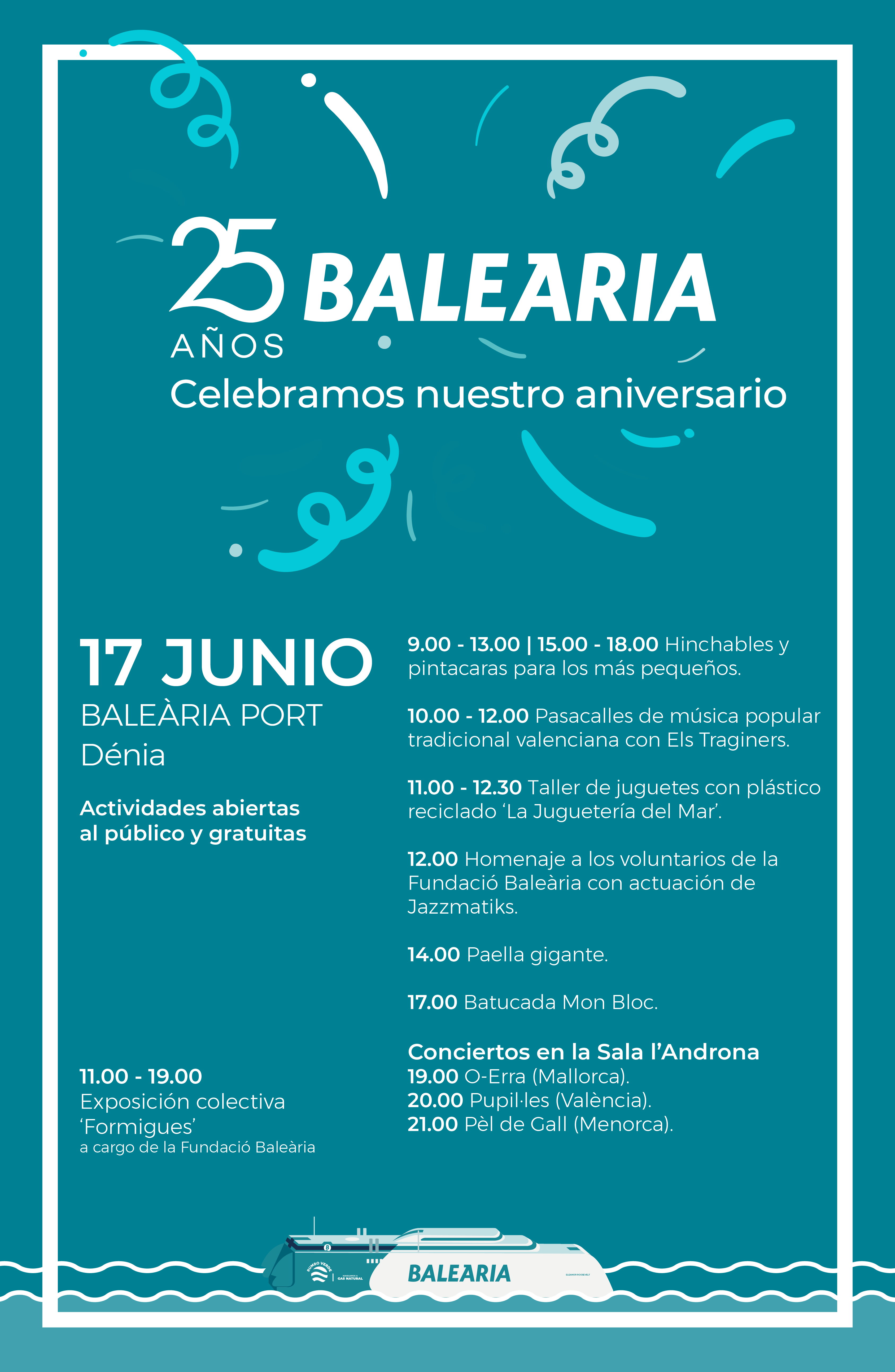 Cartel de los actos por el 25 aniversario de Baleària.