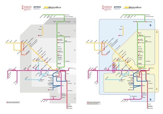 Plano de Metrobús en la actualidad y después de la integración del transporte público