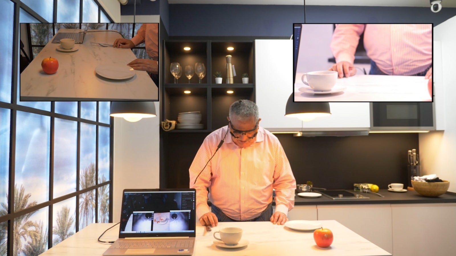 Uno de los voluntarios ciegos al que se ha colocado un implante cerebral que le permite percibir formas y letras. Crédito Universidad Miguel Hernández de Elche