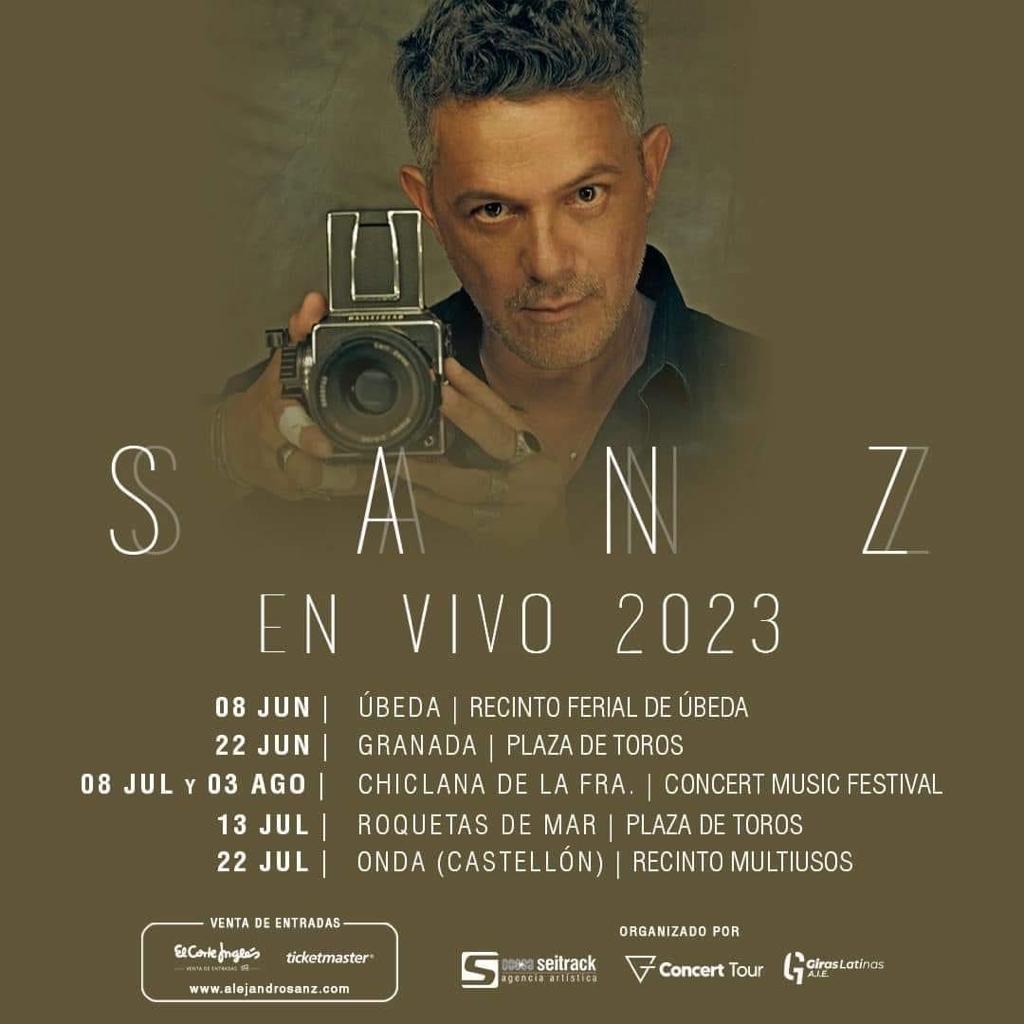 Cartel de los conciertos de Alejandro Sanz para su gira de 2023