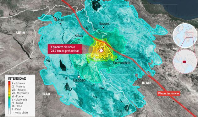 Infografía sobre el terremoto producido en la frontera entre Irak e Irán.