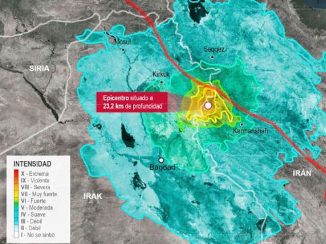 Infografía sobre el terremoto producido en la frontera entre Irak e Irán.