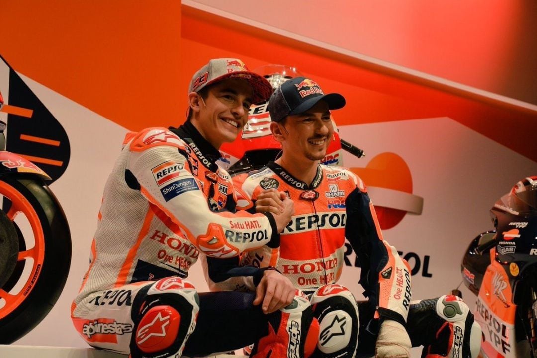 Marc Márquez y Jorge Lorenzo, nuevos compañeros en el equipo Repsol Honda. 