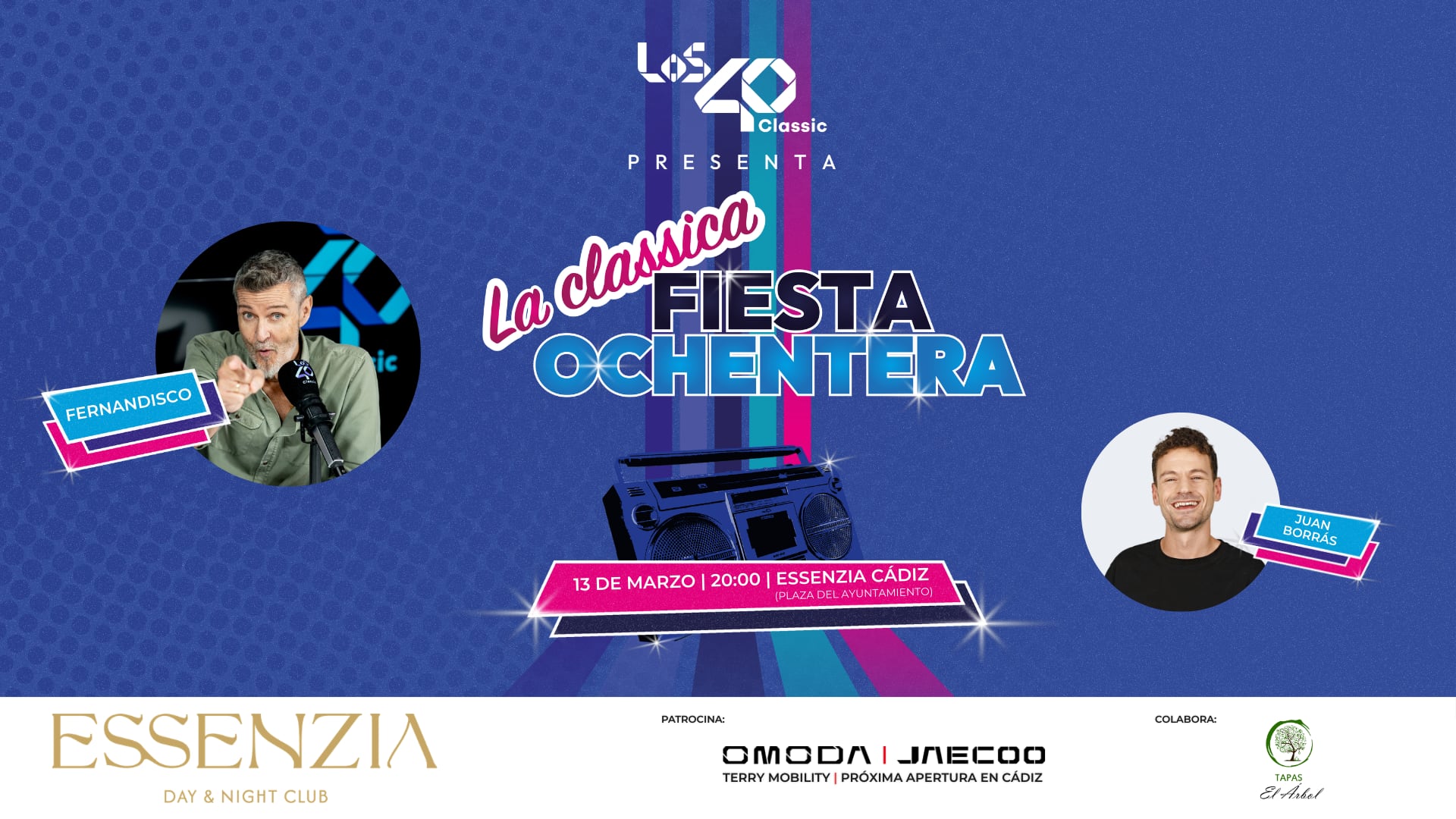 La Clásica Fiesta Ochentera de LOS40 Classic llega a Cádiz con Fernandisco y Juan Borrás