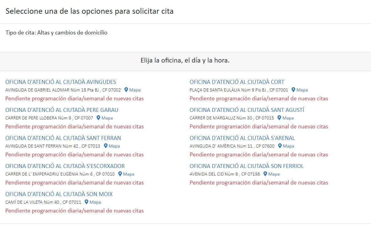 Imagen de la cita previa de Cort para el padrón este miércoles 6 de noviembre