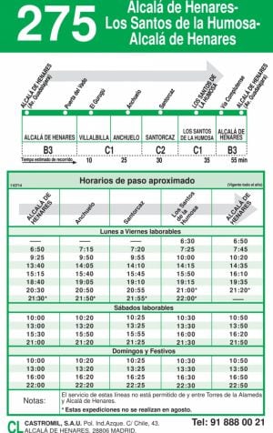 Recorrido de la línea 275