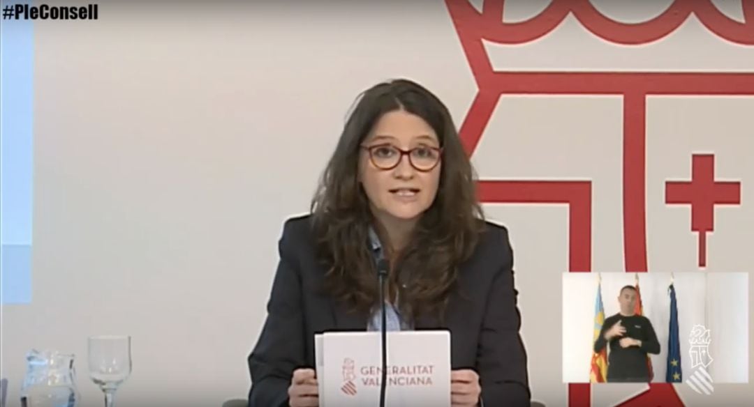 Mónica Oltra tras una de los plenos del Consell