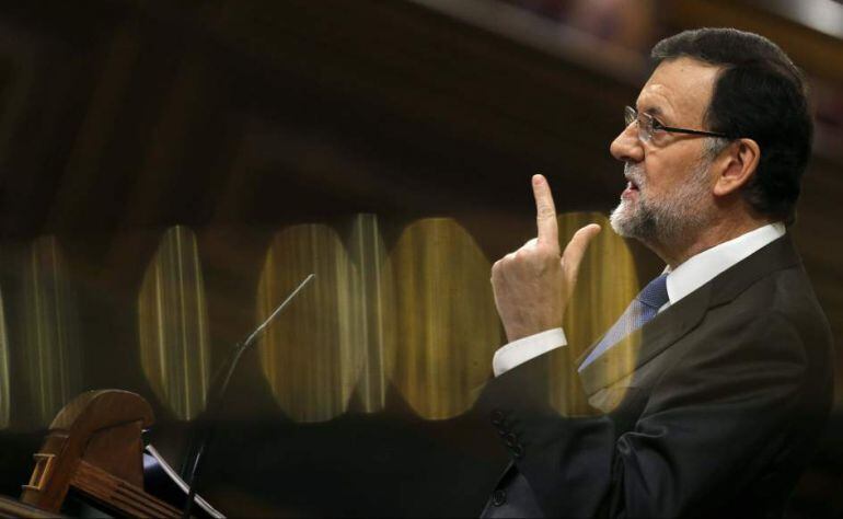 El presidente del Gobierno, Mariano Rajoy, durante su intervención en el debate sobre el estado de la nación en el año 2014. EFE