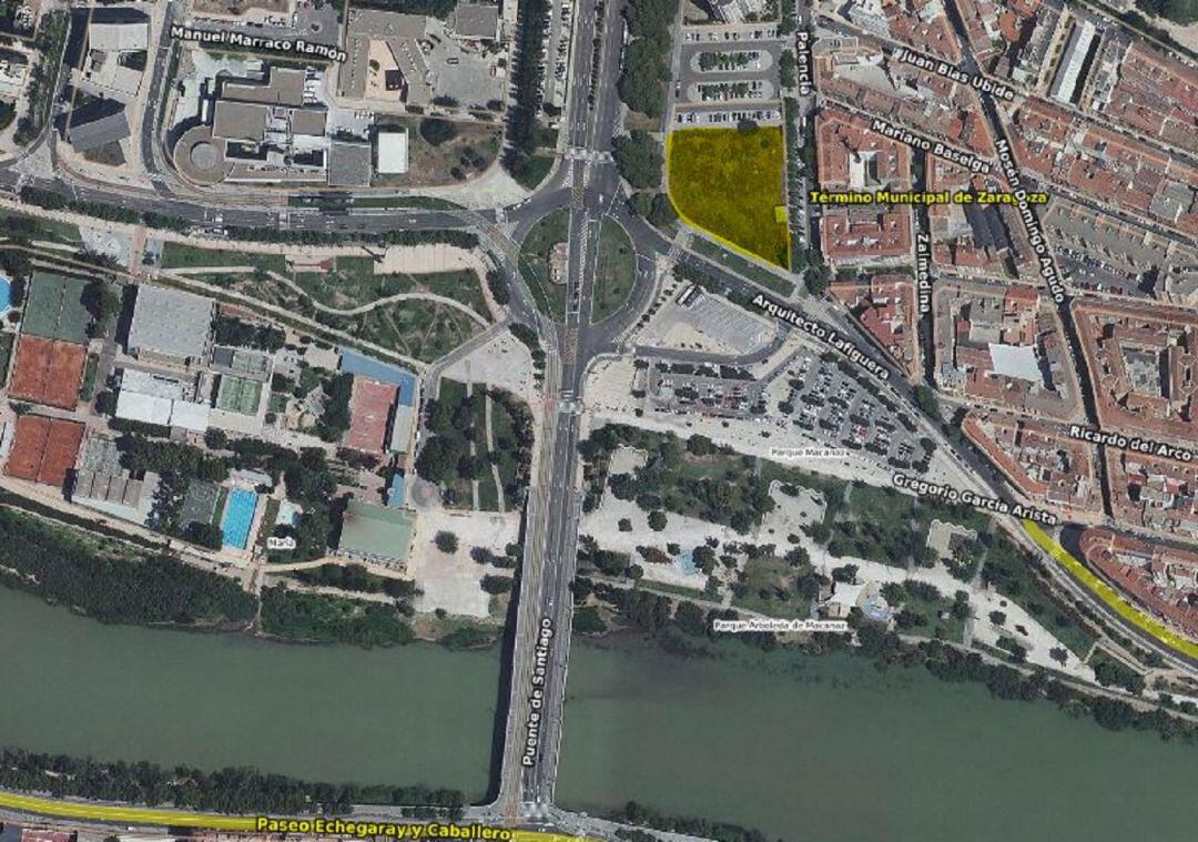 Solar donde el Gobierno de Aragón proyecta este edificio de apartamentos para jóvenes