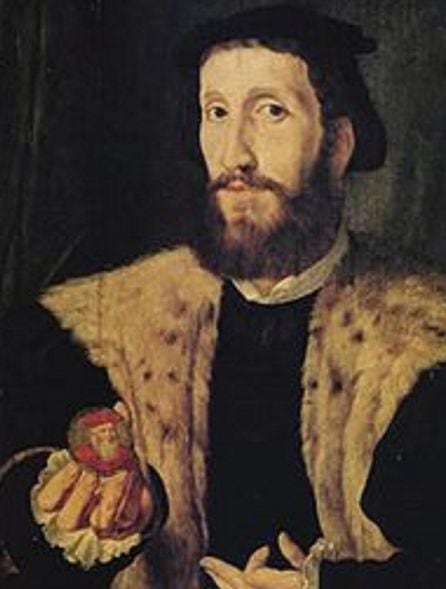 Retrato de Alfonso de Valdés.Taller de Jan Cornelisz. Vermeyen.1531. Óleo sobre tabla, 42 x 33,8 cm, Londres.