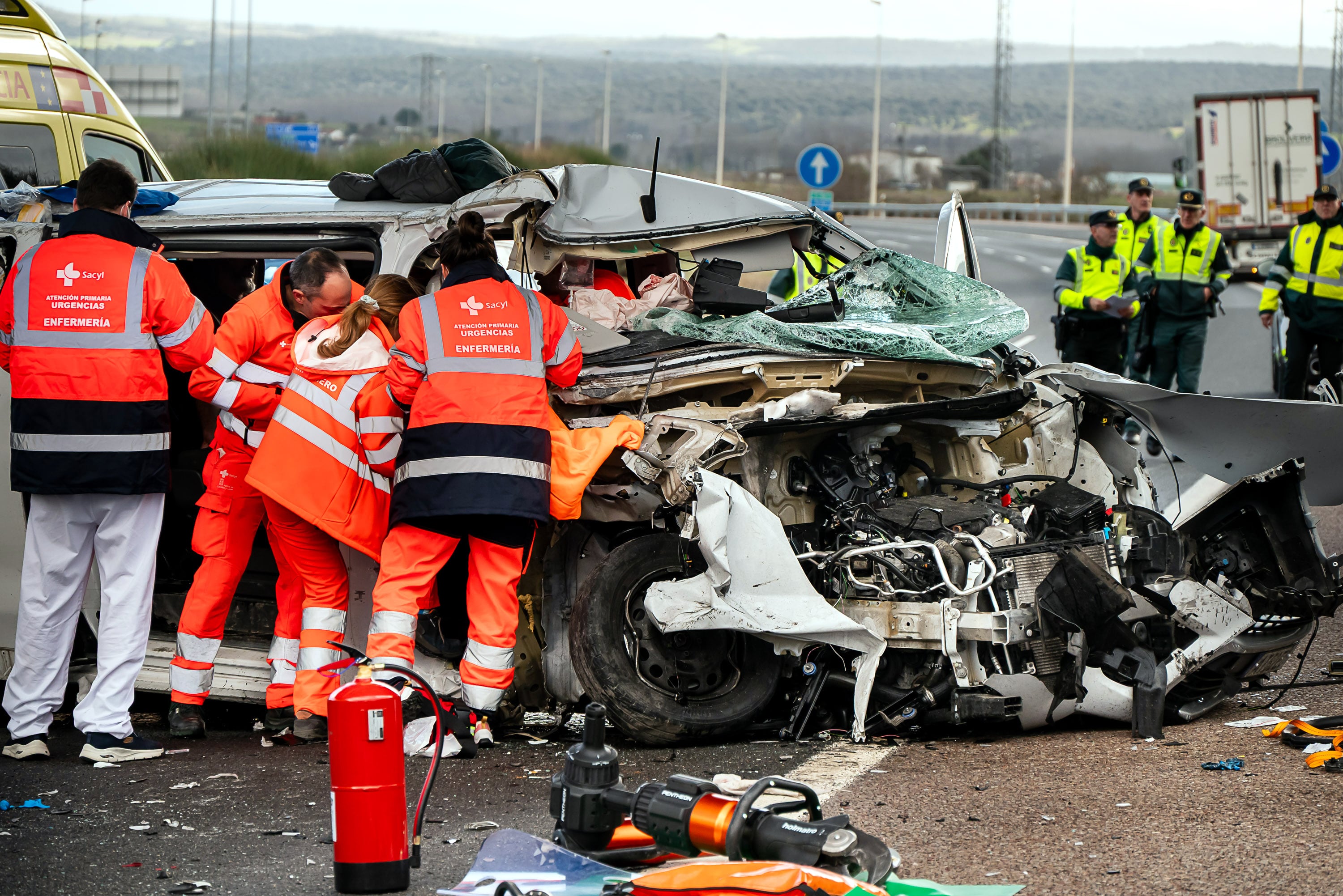 Varios heridos graves en un accidente en la A-62, en Ciudad Rodrigo(Salamanca)