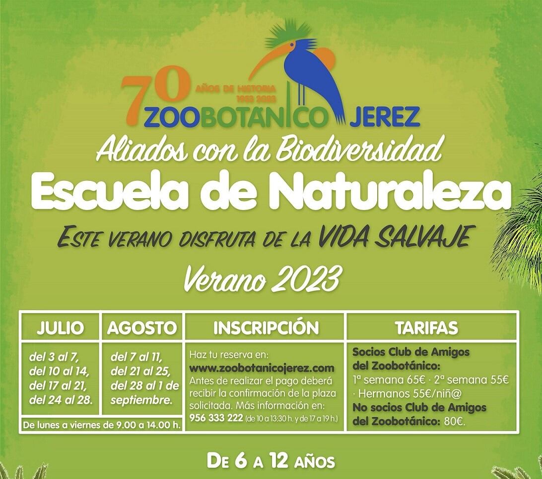 Cartel de la Escuela de Naturaleza del Zoo de Jerez